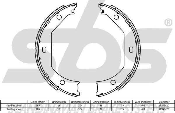 SBS 18492715638 - Bremžu loku kompl., Stāvbremze autospares.lv