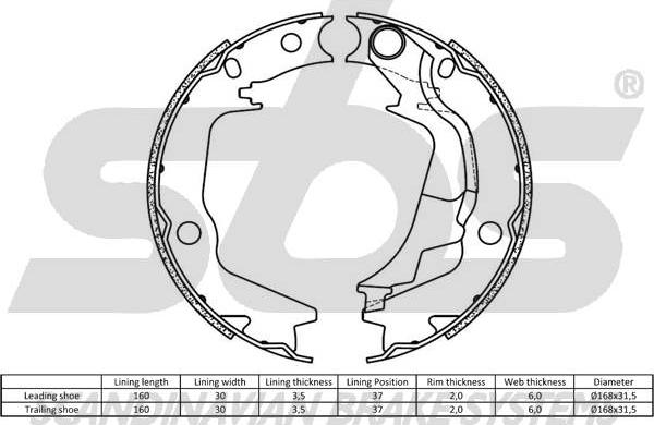 SBS 1849.2734793 - Brake Shoe Set, parking brake www.autospares.lv