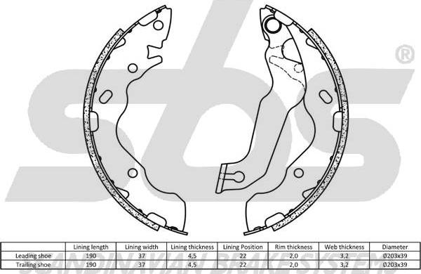 SBS 18492734704 - Bremžu loku komplekts www.autospares.lv