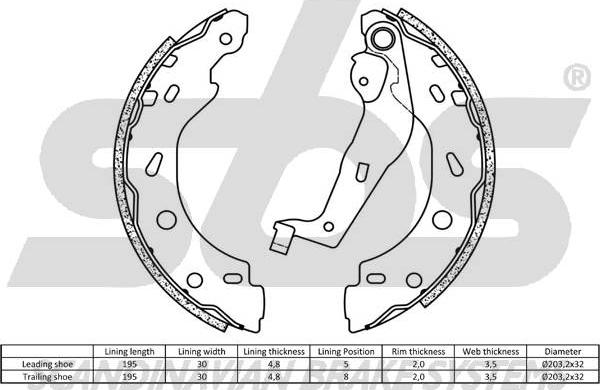 SBS 18492733671 - Комплект тормозных колодок, барабанные www.autospares.lv