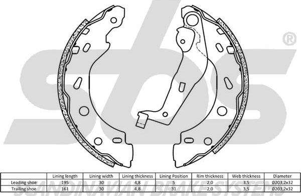 SBS 18492733863 - Комплект тормозных колодок, барабанные www.autospares.lv