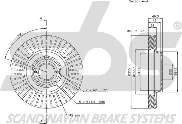 SBS 1815204540 - Тормозной диск www.autospares.lv