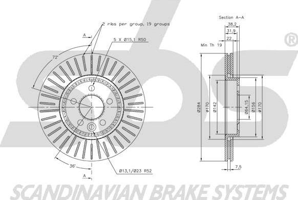 SBS 1815314055 - Bremžu diski autospares.lv