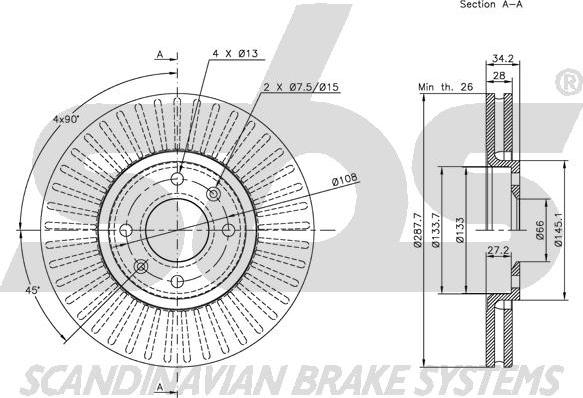 SBS 1815201928 - Тормозной диск www.autospares.lv