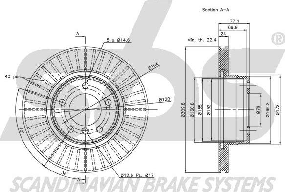 SBS 1815201553 - Bremžu diski autospares.lv