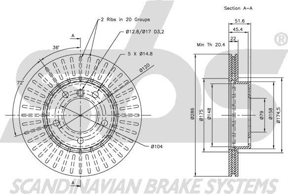 SBS 1815201521 - Тормозной диск www.autospares.lv