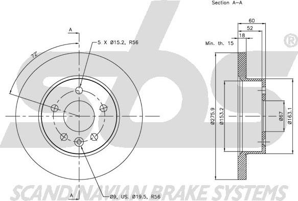 SBS 1815203367 - Brake Disc www.autospares.lv