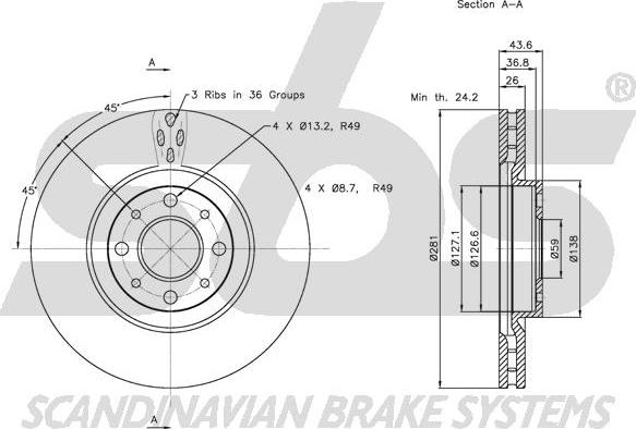 SBS 1815312344 - Bremžu diski autospares.lv