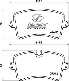 SCHNIEDER AUTOTECH SBP016-061 - Тормозные колодки, дисковые, комплект www.autospares.lv