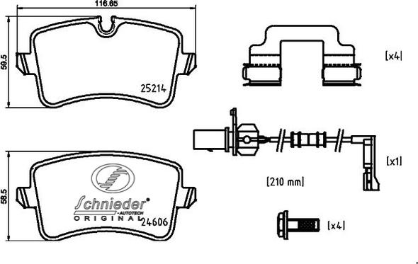 SCHNIEDER AUTOTECH SBP025-311 - Bremžu uzliku kompl., Disku bremzes www.autospares.lv