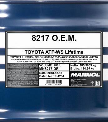 SCT-MANNOL MN8217-DR - Transmisijas eļļa autospares.lv