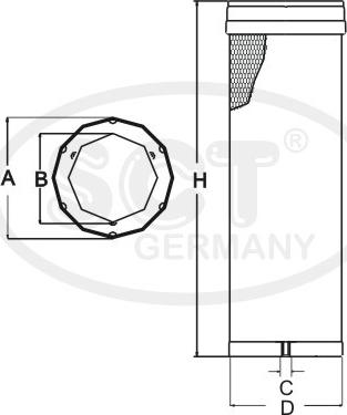 SCT-MANNOL SW 3856 - Sekundārā gaisa filtrs www.autospares.lv