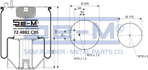 Sem Lastik 72.4882.C05 - Pneimoatsperes spilvens, Pneimopiekare www.autospares.lv