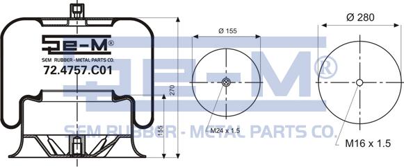 Sem Lastik 72.4757.C01 - Bellow, air suspension www.autospares.lv