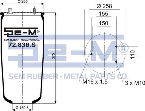 Sem Lastik 72.836.S - Pneimoatsperes spilvens, Pneimopiekare autospares.lv