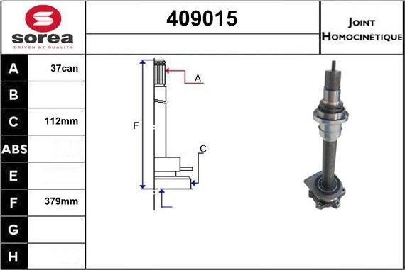 Sera 409015 - Šarnīru komplekts, Piedziņas vārpsta www.autospares.lv