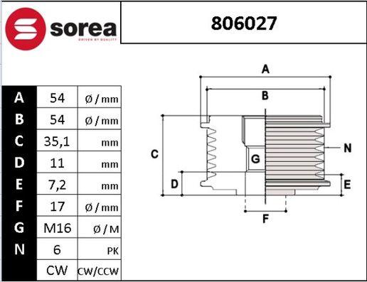 Sera 806027 - Pulley, alternator, freewheel clutch www.autospares.lv