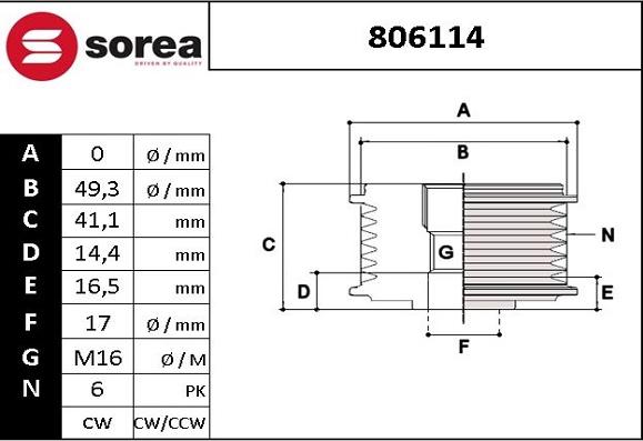 Sera 806114 - Piedziņas skriemelis, Ģenerators autospares.lv