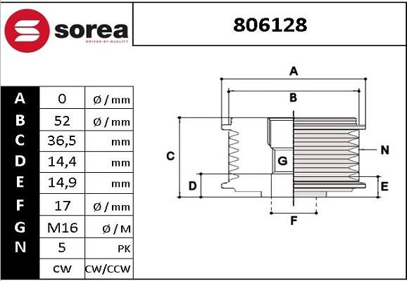 Sera 806128 - Piedziņas skriemelis, Ģenerators www.autospares.lv