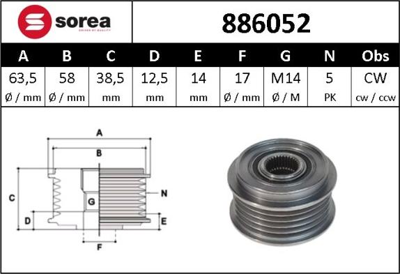 Sera 886052 - Piedziņas skriemelis, Ģenerators autospares.lv