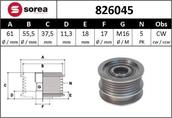 Sera 826045 - Piedziņas skriemelis, Ģenerators www.autospares.lv