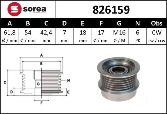 Sera 826159 - Piedziņas skriemelis, Ģenerators autospares.lv