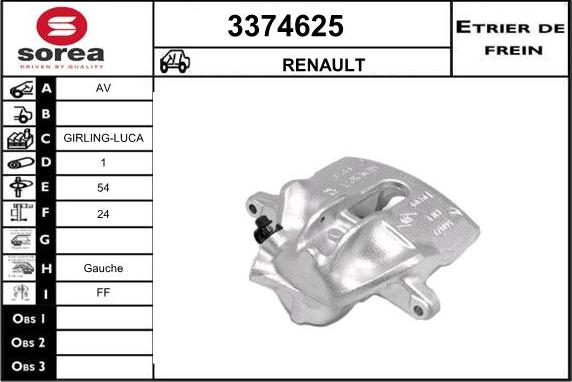 Sera 3374625 - Brake Caliper www.autospares.lv