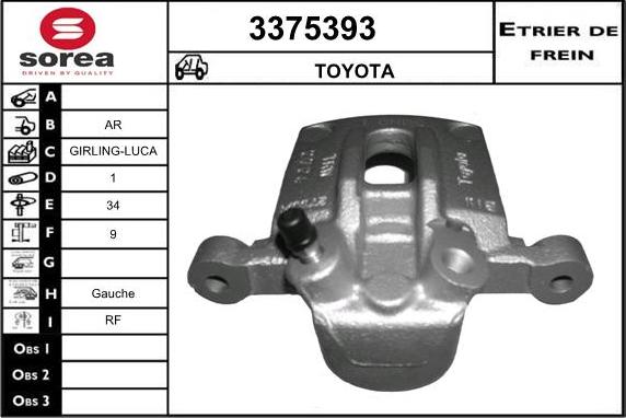 Sera 3375393 - Brake Caliper www.autospares.lv