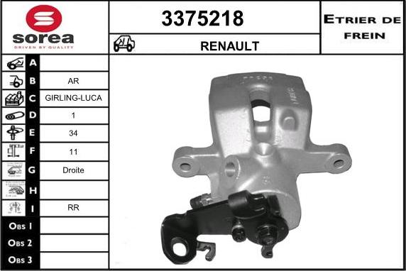 Sera 3375218 - Brake Caliper www.autospares.lv