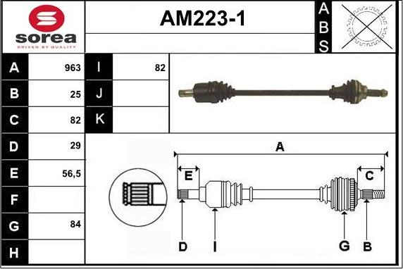 Sera AM223-1 - Piedziņas vārpsta www.autospares.lv