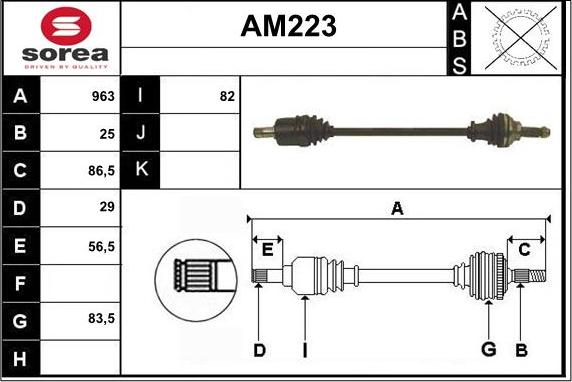 Sera AM223 - Piedziņas vārpsta www.autospares.lv