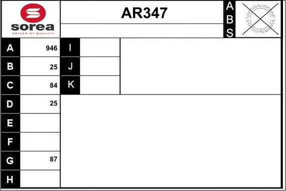 Sera AR347 - Drive Shaft www.autospares.lv