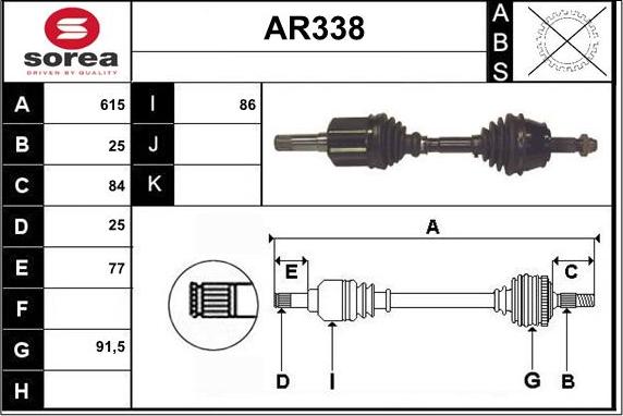 Sera AR338 - Piedziņas vārpsta www.autospares.lv