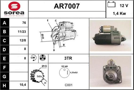 Sera AR7007 - Starter www.autospares.lv