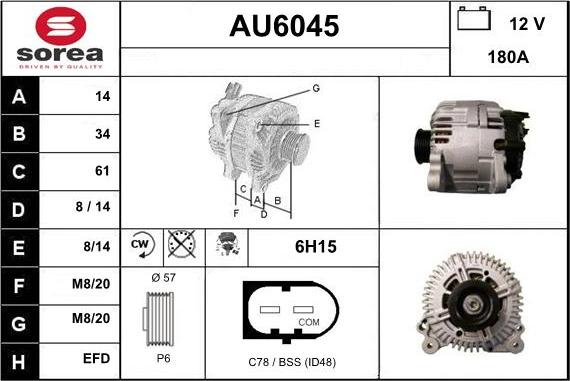 Sera AU6045 - Генератор www.autospares.lv