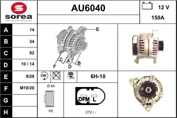 Sera AU6040 - Alternator www.autospares.lv