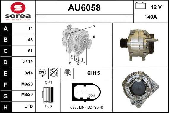 Sera AU6058 - Alternator www.autospares.lv