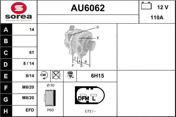 Sera AU6062 - Ģenerators www.autospares.lv