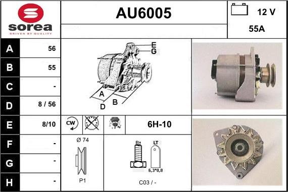 Sera AU6005 - Alternator www.autospares.lv