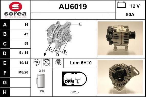 Sera AU6019 - Генератор www.autospares.lv