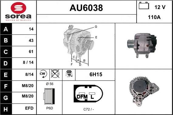 Sera AU6038 - Генератор www.autospares.lv