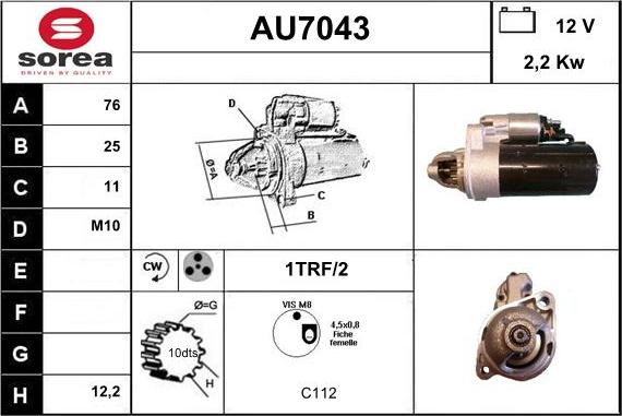 Sera AU7043 - Starteris autospares.lv