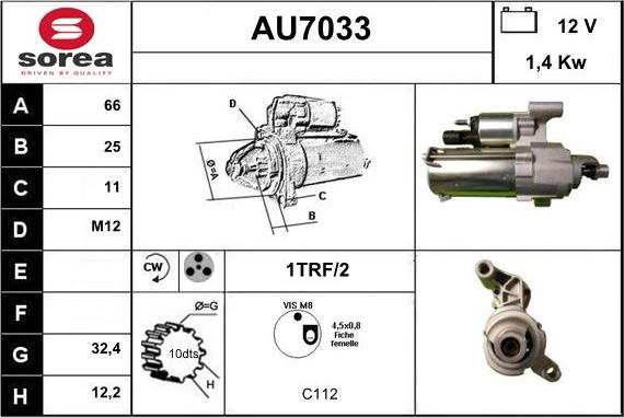 Sera AU7033 - Starteris www.autospares.lv