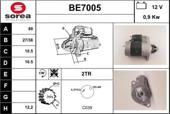 Sera BE7005 - Starteris autospares.lv