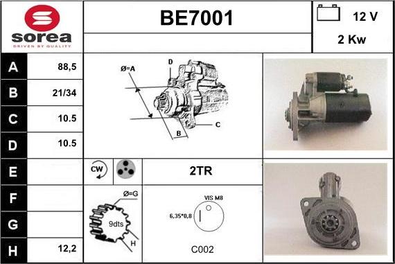 Sera BE7001 - Starteris www.autospares.lv