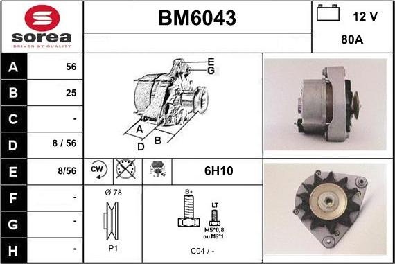 Sera BM6043 - Alternator www.autospares.lv