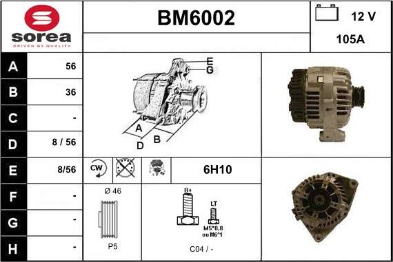 Sera BM6002 - Alternator www.autospares.lv