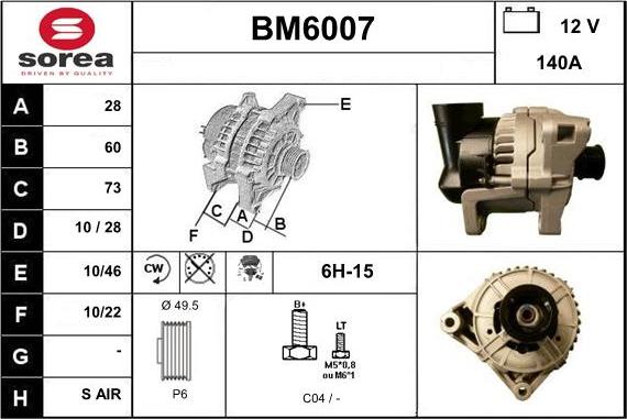 Sera BM6007 - Alternator www.autospares.lv