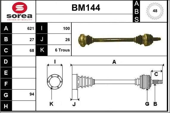 Sera BM144 - Piedziņas vārpsta autospares.lv