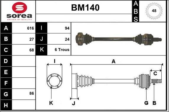 Sera BM140 - Piedziņas vārpsta autospares.lv